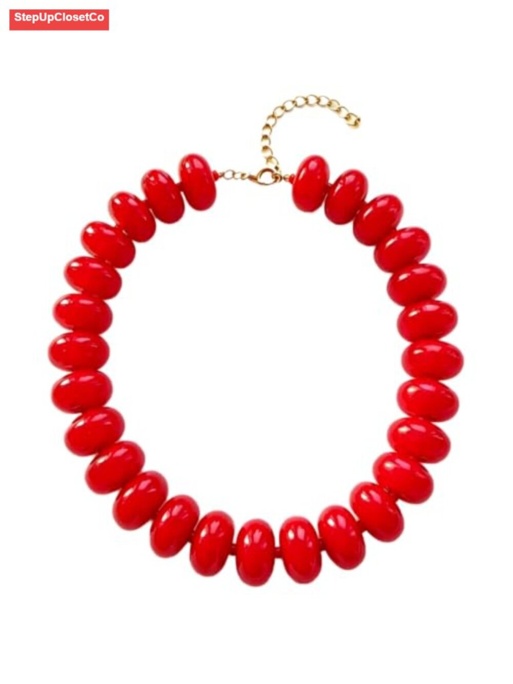 Boho Beaded Necklace Women Chunky Abacus Flat Disc Natural Stone Look Resin